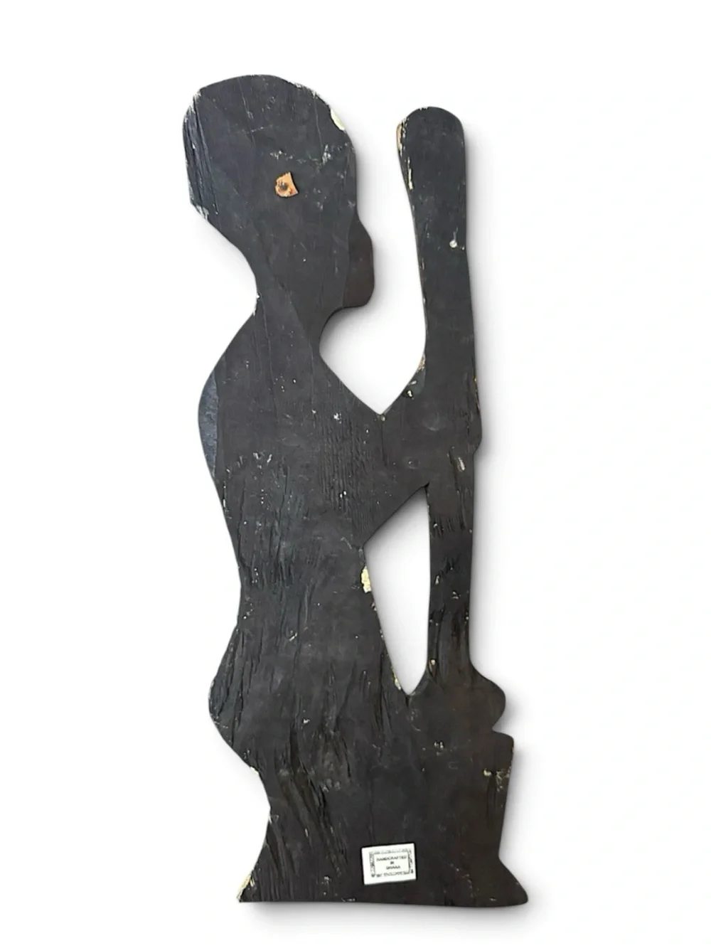 Hand Carved African Woman Mortar Pestle Wall hanging Plaque  Ghana Folk Art 19”